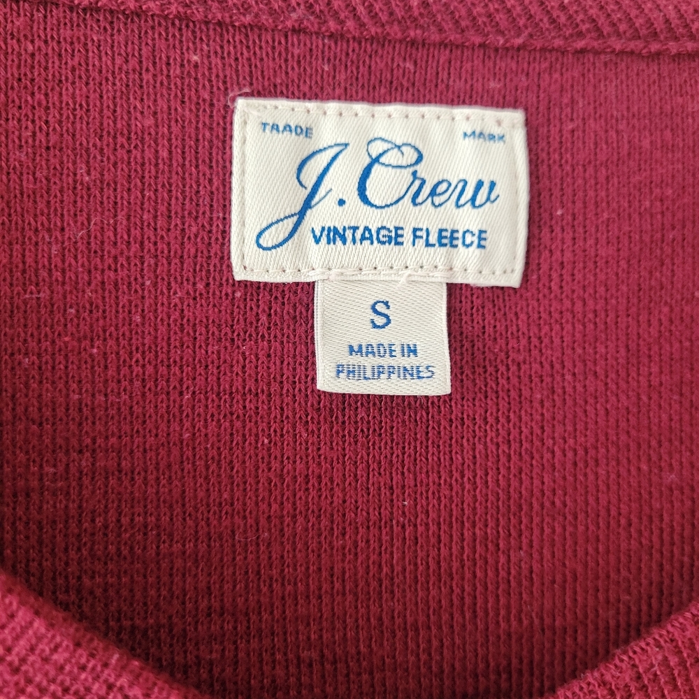 J. Crew Vintage Fleece Burgundy V-Neck Sweater Size Small Classic Preppy Cozy - Picture 5 of 7
